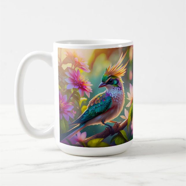Golden Creaded Green Headed Finch Fantasy Bird Kaffeetasse (Links)