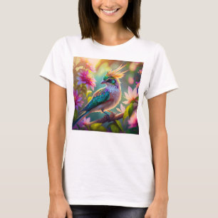 Golden Creaded Green Headed Finch Fantasy Bird T-Shirt