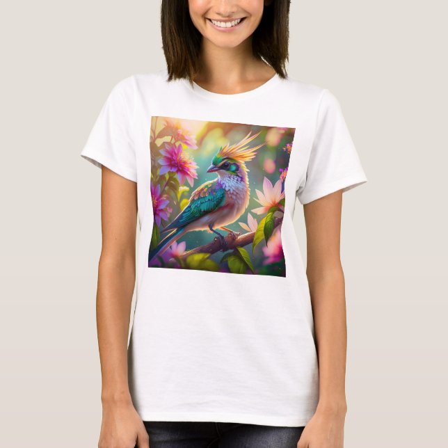 Golden Creaded Green Headed Finch Fantasy Bird T-Shirt (Vorderseite)