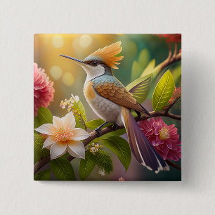 Golden Create Honeyeater Fantasy Bird Button
