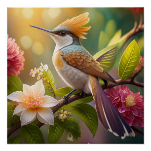 Golden Create Honeyeater Fantasy Bird Poster