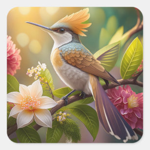 Golden Create Honeyeater Fantasy Bird Quadratischer Aufkleber