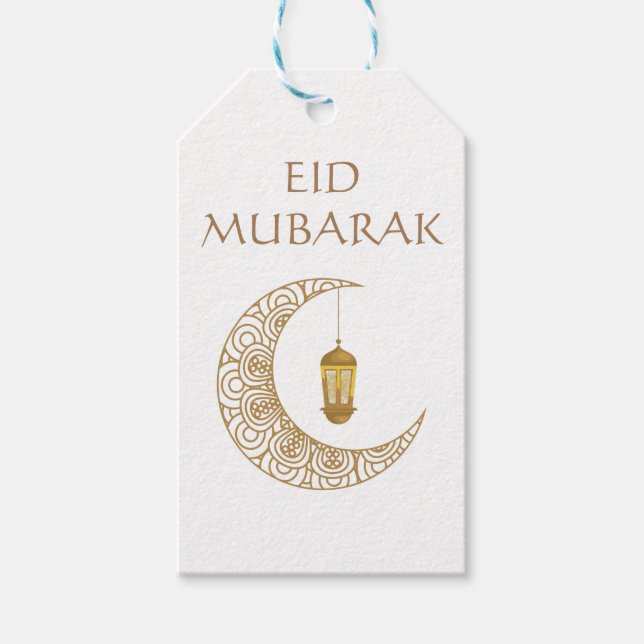 Golden Crescent Moon & Lantern Eid Mubarak Islamic Geschenkanhänger (Vorderseite)