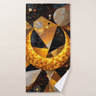 Golden Crescent Moon mit kosmischen geometrischen  Badehandtuch