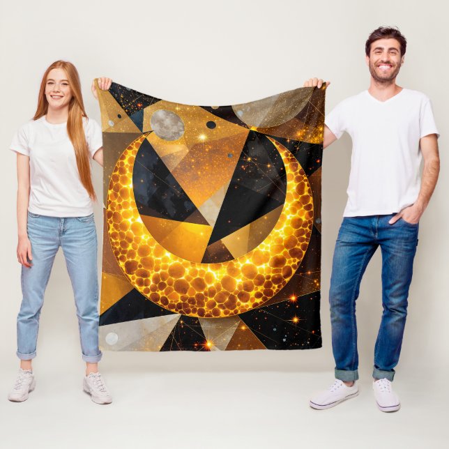 Golden Crescent Moon mit kosmischen geometrischen  Fleecedecke (Beispiel)