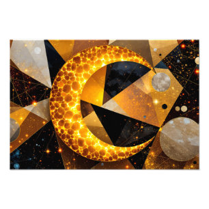 Golden Crescent Moon mit kosmischen geometrischen Fotodruck