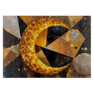 Golden Crescent Moon mit kosmischen geometrischen  Schneidebrett