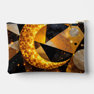 Golden Crescent Moon mit kosmischen geometrischen  Zubehörtasche
