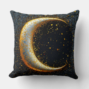 Golden Crescent Moon umgeben von funkelnden Sterne Kissen