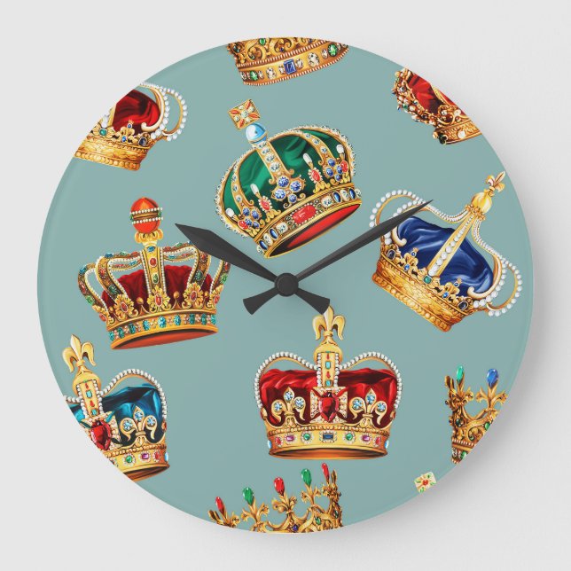 Golden Crown Baroque Mode Textur Große Wanduhr (Vorderseite)