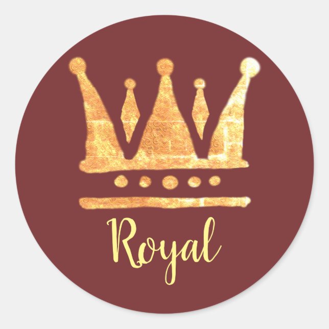 Golden Crown Classic Round Sticker, glänzend Runder Aufkleber (Vorderseite)