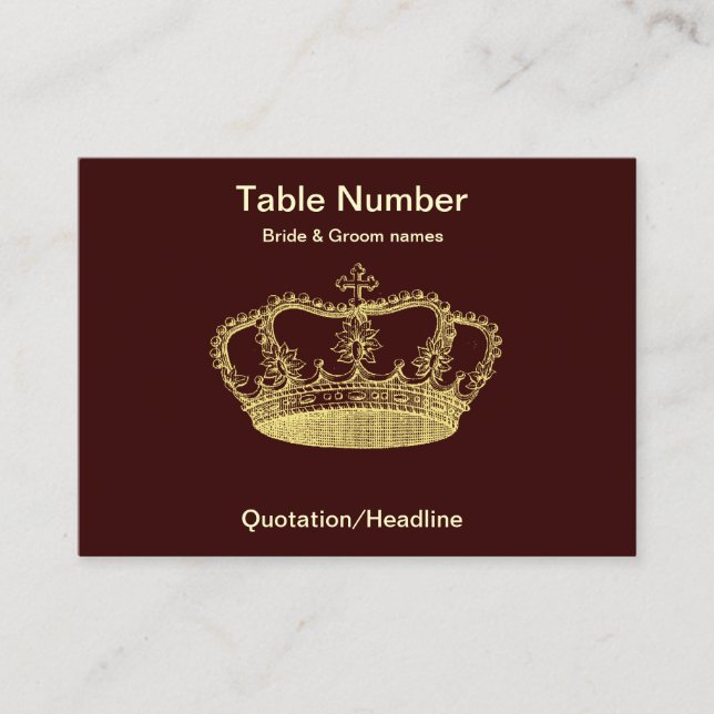 Golden Crown Empfang Table Platzkarte (Vorderseite)