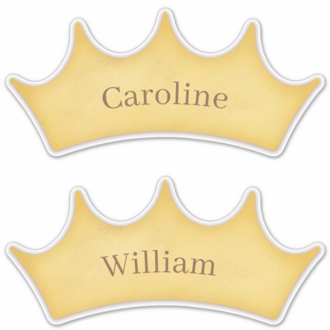 Golden Crown Fairytale Kinder Set 2 Individuelle N Aufkleber (Vorderseite)