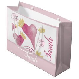 Golden Crown Heart Blush Mit Monogramm Große Geschenktüte