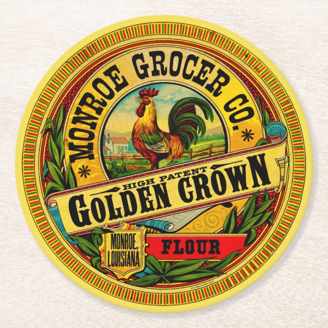 Golden Crown High Patent Mehl Runder Pappuntersetzer (Vorderseite)
