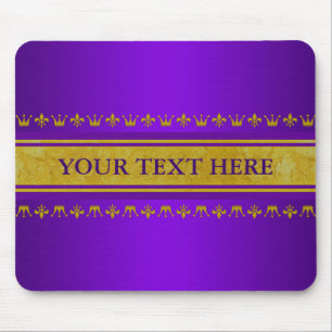 Golden Crown & Lily Border + Ihr Text & Backgr. Mousepad