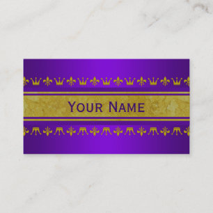 Golden Crown & Lily Border + Ihr Text & Backgr. Visitenkarte