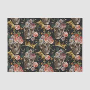 Golden Crown Skull Rote Rosen Gothic Halloween Seidenpapier