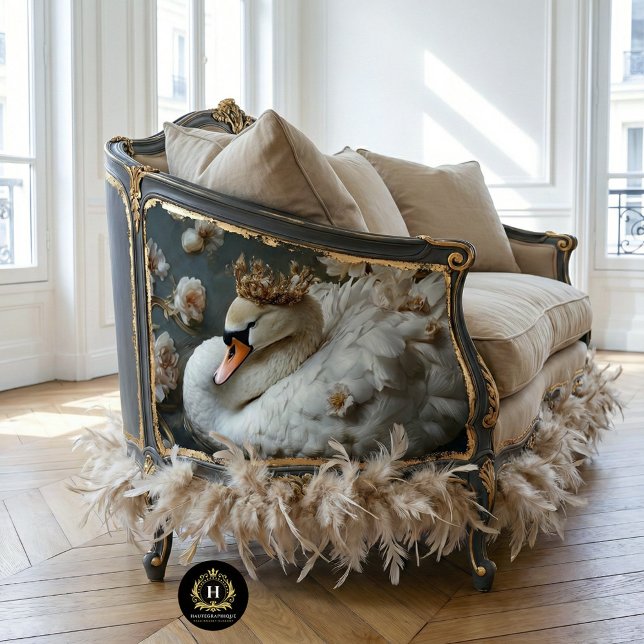 Golden Crown Swan mit Florals Decoupage Seidenpapier (Von Creator hochgeladen)