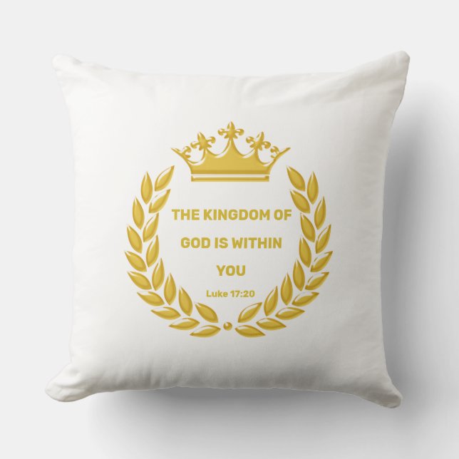 Golden Crown & The Kingdom of God Bible Verse Kissen (Vorderseite)
