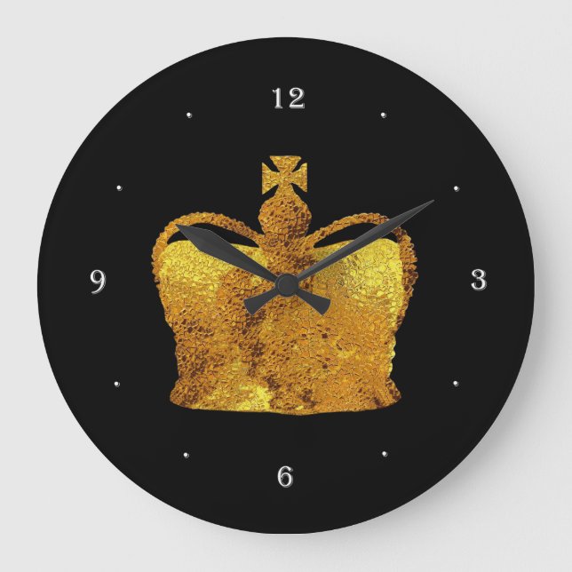 Golden Crown Wall Clock Große Wanduhr (Vorderseite)