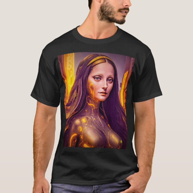 Golden Cyborg Mona Lisa T-Shirt (Vorderseite)