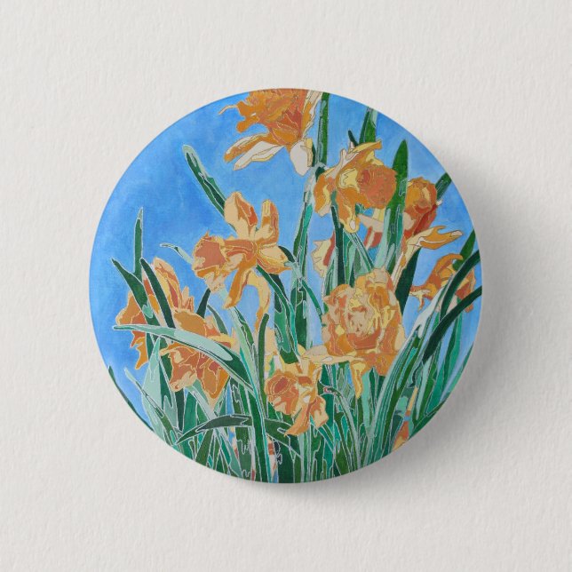 Golden Daffodils fett anmutend Art Button (Vorderseite)