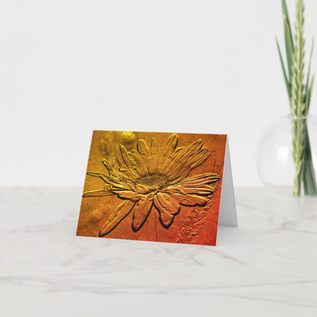 Golden Daisy Floral Art Carte de note personnalisa (Devant)