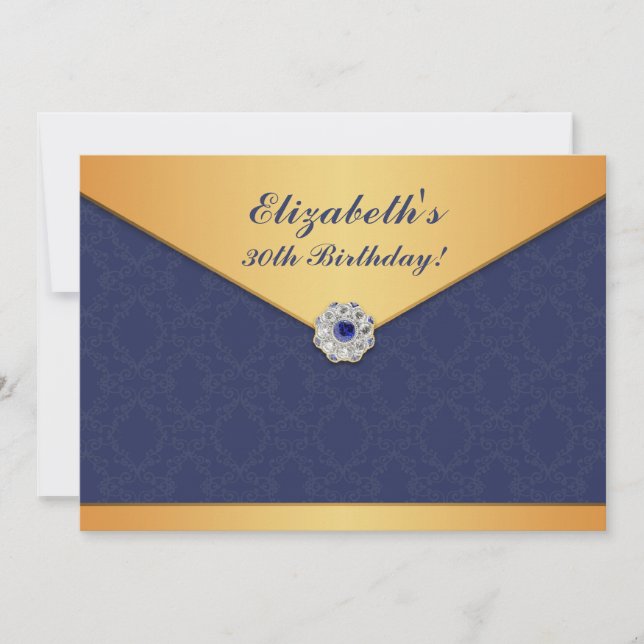 Golden Damask Anniversaire Appartement Invitation (Devant)