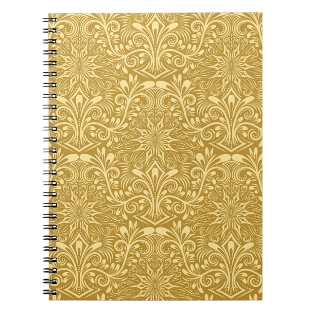 Golden Damask Barockfarbenes Muster Notizblock (Vorderseite)