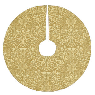 Golden Damask Barockfarbenes Muster Polyester Weihnachtsbaumdecke