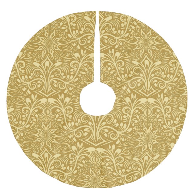 Golden Damask Barockfarbenes Muster Polyester Weihnachtsbaumdecke (Vorderseite)