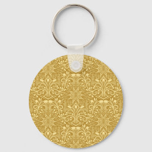 Golden Damask Barockfarbenes Muster Schlüsselanhänger
