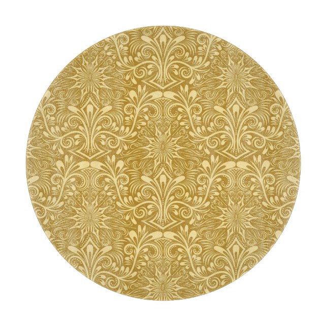 Golden Damask Barockfarbenes Muster Schneidebrett (Vorderseite)