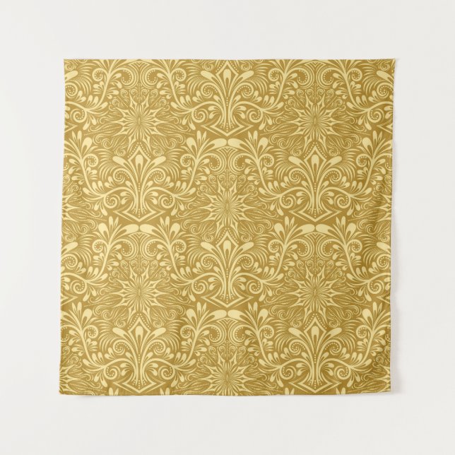 Golden Damask Barockfarbenes Muster Wandteppich (Vorderseite)