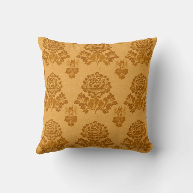 Golden Damask Floral Pattern Kissen (Rückseite)