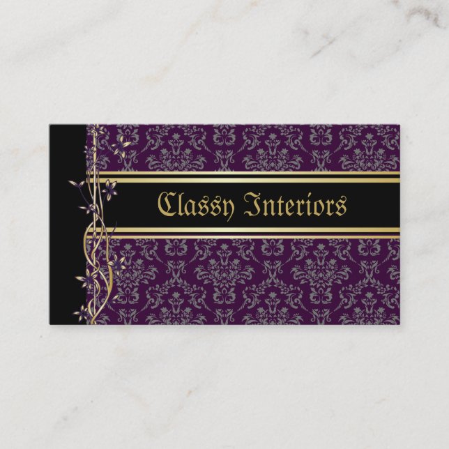 Golden Damask Luxury Custom Cartes de visite (Devant)