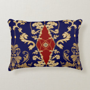 Golden Damask nahtloses Muster. Vintager indischer Dekokissen