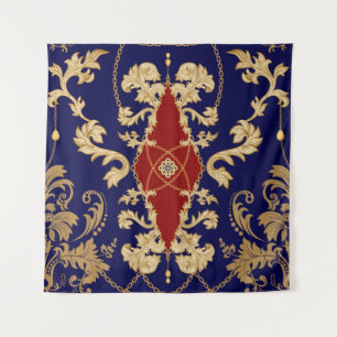 Golden Damask nahtloses Muster. Vintager indischer Wandteppich