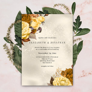 Golden Damask Rose Hochzeit Einladung