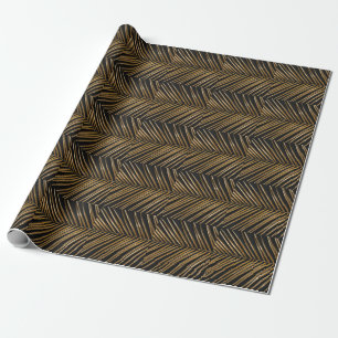 Golden Date Palm Leaf: Schwarz Minimalistisch Geschenkpapier