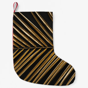 Golden Date Palm Leaf: Schwarz Minimalistisch Kleiner Weihnachtsstrumpf
