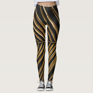 Golden Date Palm Leaf: Schwarz Minimalistisch Leggings