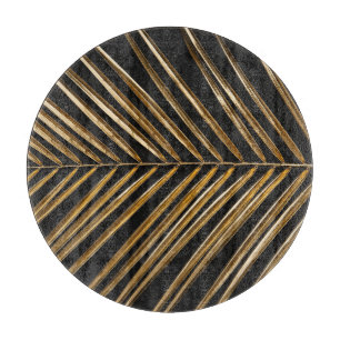 Golden Date Palm Leaf: Schwarz Minimalistisch Schneidebrett