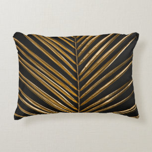 Golden Date Palm: Minimalistischer schwarzer Hinte Dekokissen