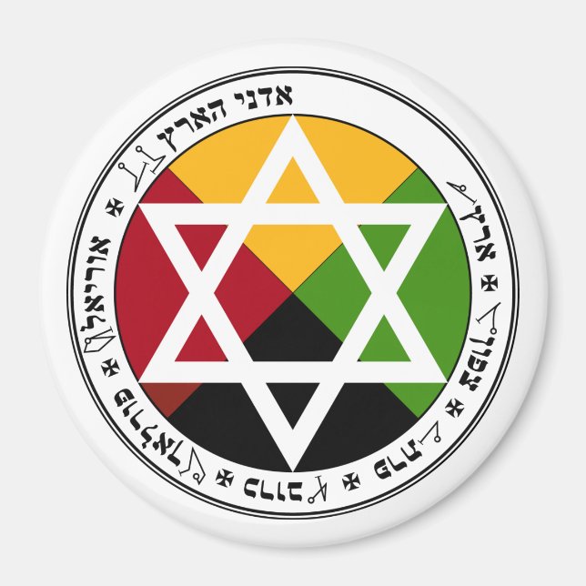 Golden Dawn Earth Pentagramm auf Weiß Magnet (Vorne)
