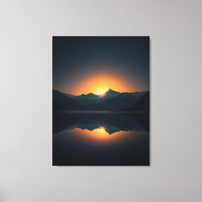 Golden Dawn Over Silent Peaks – Mountain Sunrise Leinwanddruck (Vorderseite)
