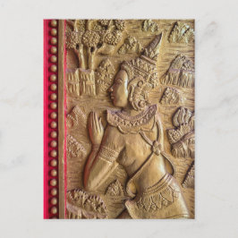 Golden Decorated Door Art at Buddhist Temple, Laos Postkarte