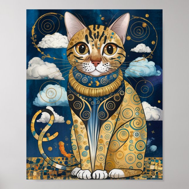 Golden Decorative Gustav Klimt Art Cat Poster (Vorne)