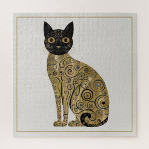 Golden Decorative Gustav Klimt Style Schwarze Katz